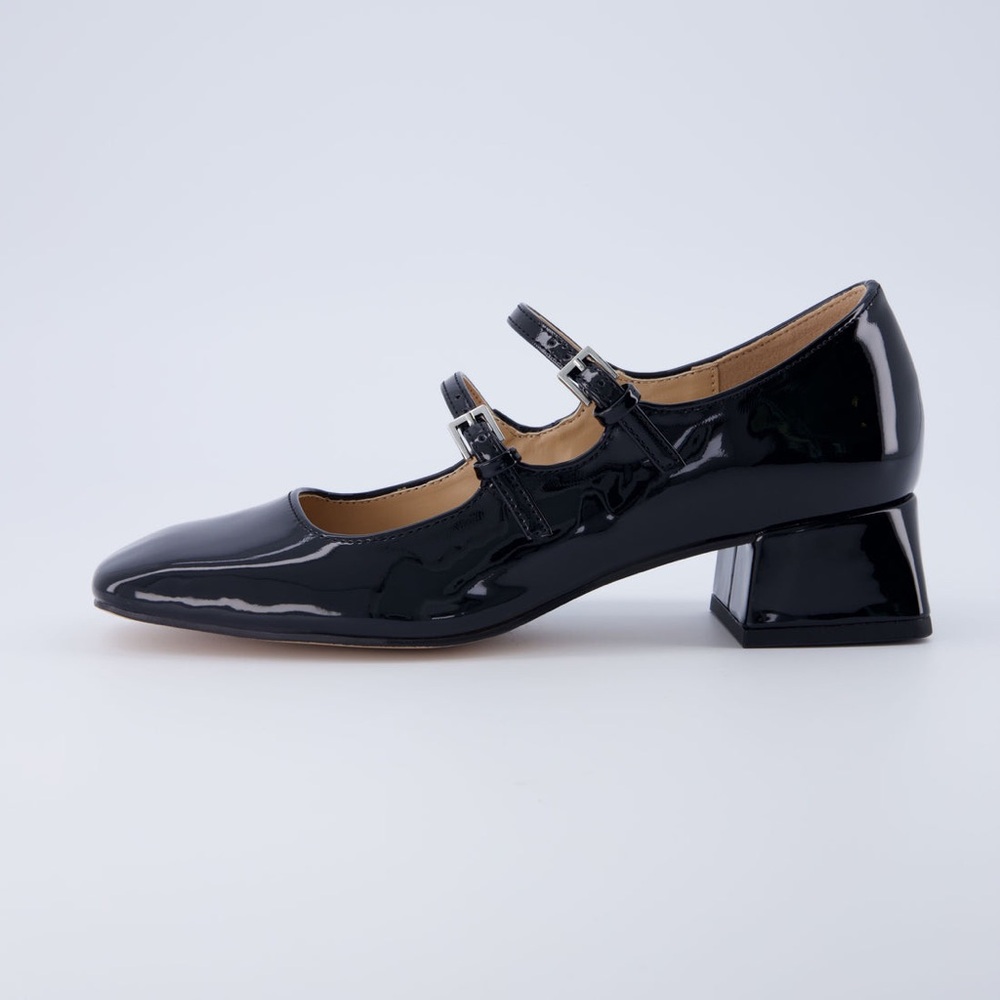 Chic Black Patent Leather Block Heels